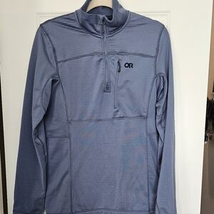 Outdoor Research OR Vigor Quarter Zip Pullover Blue Grid Fleece Small
